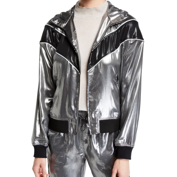 rag & bone Jackets & Blazers - Rag & Bone Sloane Metallic Hooded Track Jacket Size XS